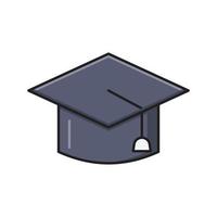 ilustración de vector de sombrero de graduación en un fondo. símbolos de calidad premium. iconos vectoriales para concepto y diseño gráfico.