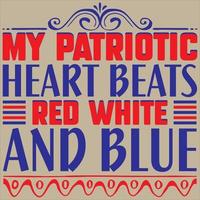 Mt patriotic heart beats red and white and blue vector