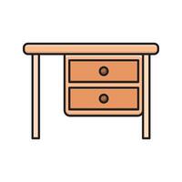 ilustración de vector de mesa de cajón en un fondo. símbolos de calidad premium. iconos vectoriales para concepto y diseño gráfico.