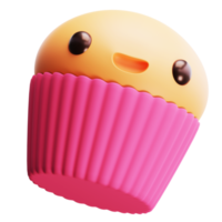 ilustração de personagem de desenho animado de cupcake de renderização em 3D png