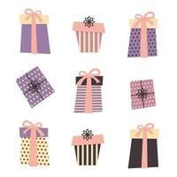 conjunto de cajas de regalo. estilo plano vector