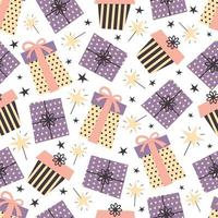 Gift boxes seamless pattern. Background for wallpapers, textiles, wrapping papers, fabrics, web pages. vector