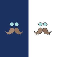 moustache Hipster movember male men Flat Color Icon Vector