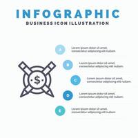 Paid Articles Paid Articles Digital Line icon with 5 steps presentation infographics Background vector