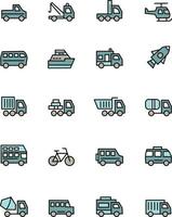 Transportation icon pack, illustration, vector on a white background.