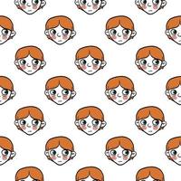 Boy head pattern, seamless pattern on white background. vector
