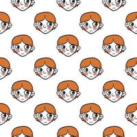 Boy head pattern, seamless pattern on white background. vector