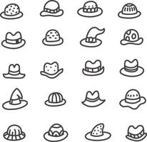 Types of hats, illustration, vector on a white background