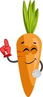 Carrot with red glove, illustration, vector on white background.