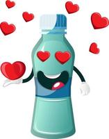 Bottle is holding heart, illustration, vector on white background.