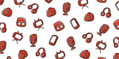 Retro device in orange color for cute background illustration design. Wallpaper in pattern hand drawn style vector