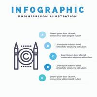 icono de línea digital de derechos de autor de conflicto comercial con fondo de infografía de presentación de 5 pasos vector