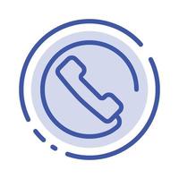 Answer Call Phone Blue Dotted Line Line Icon vector