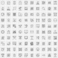 100 iconos de negocios para web y material impreso vector