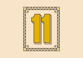 Vintage rectangle frame with number 11 on it vector