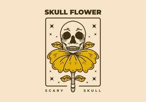 Vintage art illustration of a skull on the flower vector