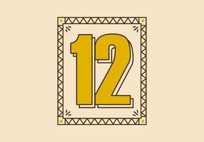 Vintage rectangle frame with number 12 on it vector