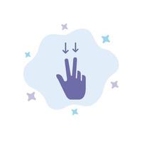 Fingers Gesture  Down Blue Icon on Abstract Cloud Background vector