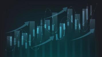 antecedentes financieros y comerciales. el gráfico de barras y el gráfico de velas muestran el precio de negociación del mercado de valores vector