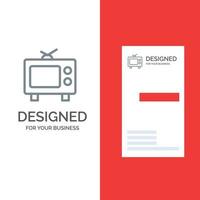 TV Television Media Grey Logo Design and Business Card Template vector