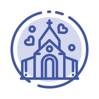 Arch Love Wedding House Blue Dotted Line Line Icon vector