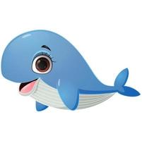 Cute whale cartoon on white background vector