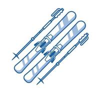 Line Skis and Poles Vector Icon