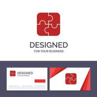 Creative Business Card and Logo template Puzzle Parts Strategy Teamwork Vector Illustration