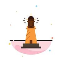 Lighthouse House Light Beach Ocean Abstract Flat Color Icon Template vector