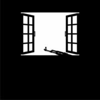 Machine Gun on the Windows. Silhouette Visual of the Dramatical of the War, Conflict, Combat and or Battle. Vector Illustration