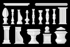 juego de jarrones columnas blancas vector