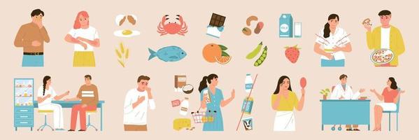 Food Allergy Color Icon Set vector