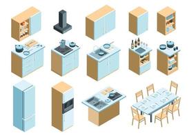 Kitchen Interior Icon Set vector