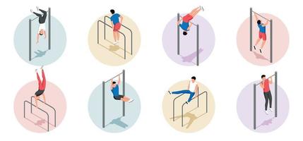 Isometric Workout Compositions Set vector