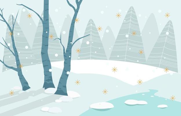 Winter Forest With Winter Trees Background