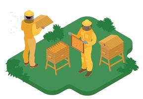 Beekeeping Isometric Composition vector