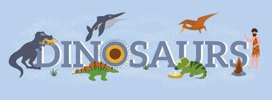 Dinosaur Flat Text vector