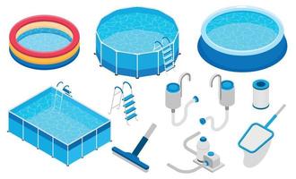 conjunto de iconos de piscina de verano vector