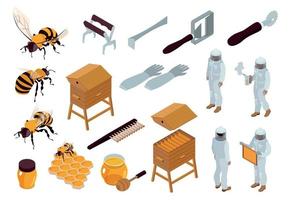 Beekeeping Isometric Set vector