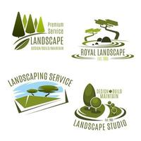empresa de diseño de paisaje de jardinería de iconos de vector