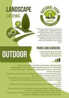 Gardens and parks landscape design vector poster