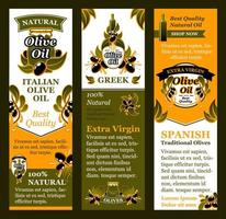 pancartas de aceitunas vectoriales para aceite de oliva italiano vector