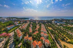 Aerial sea and city view. panoramic view of the city photo