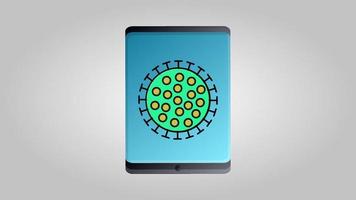 Digital modern touch-sensitive tablet on a white background and a dangerous virus infectious pandemic epidemic coronovirus infection covid-19. Vector illustration