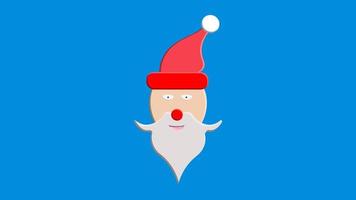 Santa Clause face with beard and hat. Cartoon Christmas character illustration isolated on white background. Cute Father Frost vector