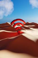 Digital WiFi Symbol in Desert Sand Dunes - 3D Illustration photo