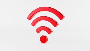 icono rojo de wi-fi 3d aislado en blanco. símbolo wifi. ilustración 3d foto