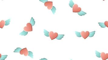interminable patrón sin costuras de hermosos corazones alegres de amor festivo con alas de ángel sobre un fondo blanco. ilustración vectorial vector