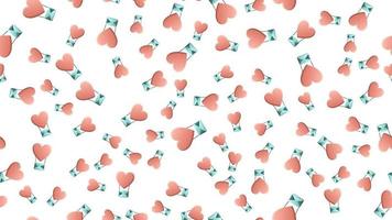 Endless seamless pattern of beautiful festive love joyful hearts in the form of balloons with envelopes on a white background. Vector illustration