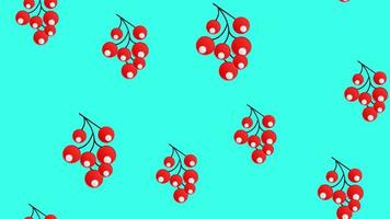 Abstract holly berries Christmas seamless vector pattern. Stylized Rowan berry branches repeating background. Vector